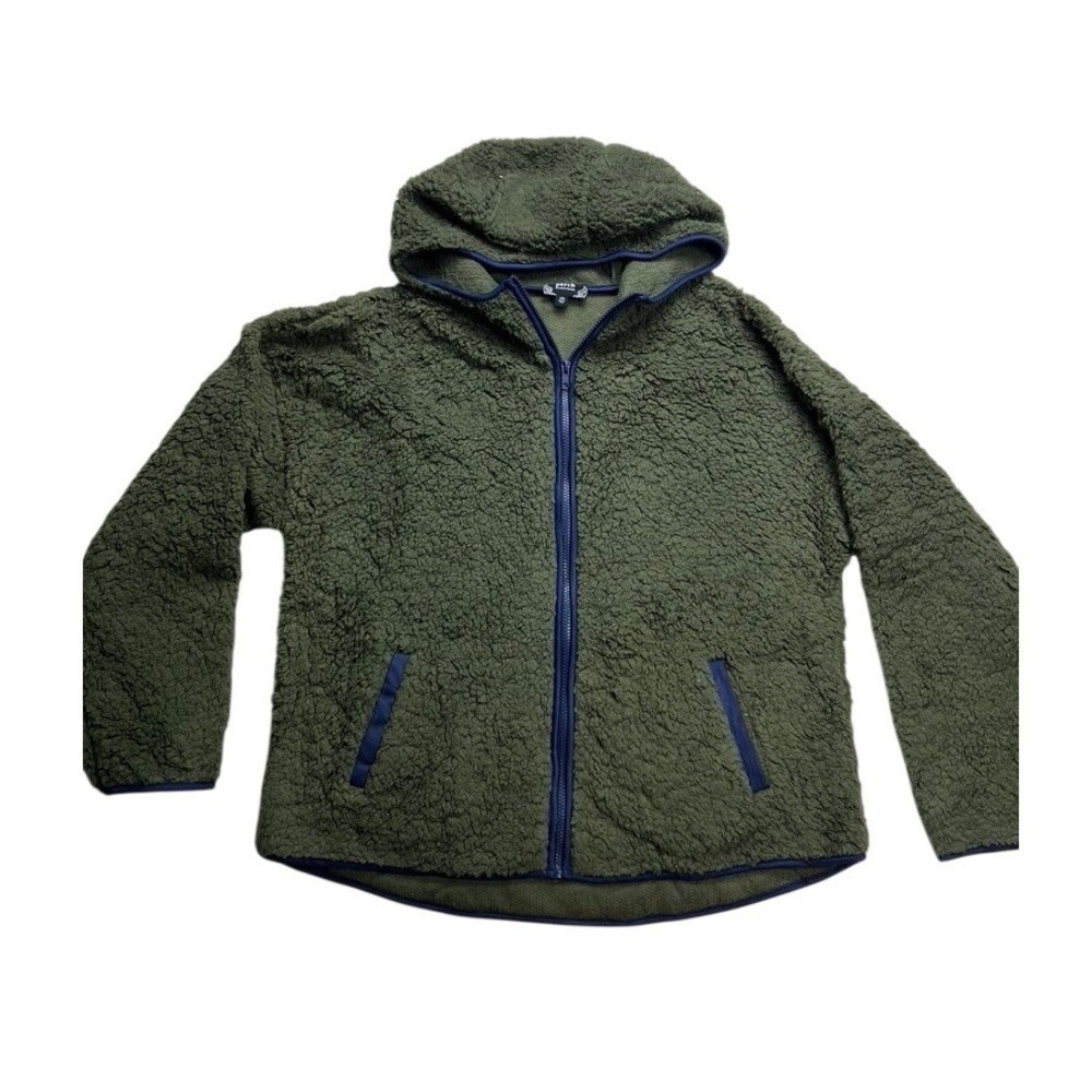 Perch by Blu Pepper Womens 2XL Green Sherpa Fleece Zip‎ Up Hoodie Jacket